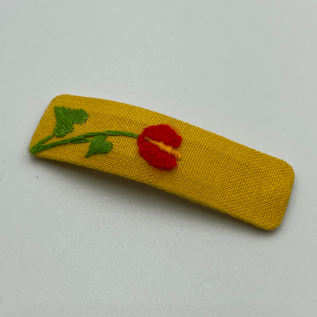 Barrette rectangulaire brodée à la Main